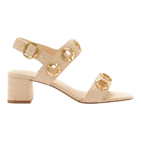 Larroude Women’s Milan Ankle Strap Beige Raffia Sandal Size 5.5 - Picture 1 of 8